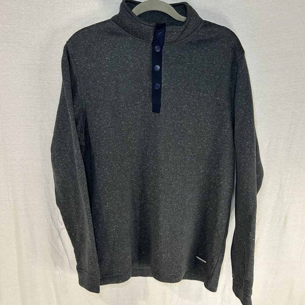 Swannies Golf Wolff Fleece Pullover 1/4 Snap Men’s large Charcoal-Navy Pullover